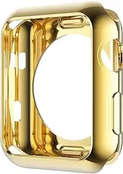 Leotop Compatible with Apple Watch Case 44mm 40mm, Super Thin TPU Plated Bumper Protector Shiny Cover Lightweight Slim Shell Shockproof Frame Accessories Compatible iWatch Series 4 (Gold, 40mm)