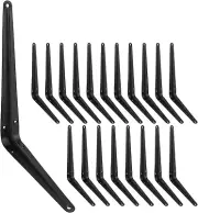 20-Pack 10-Inch Heavy-Duty Black Shelf Brackets for Rustic Floating Shelves