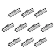 180Pcs Ribbon Crimp Clamp Ends 22mm Cord End Clasp for DIY Craft Metallic Black