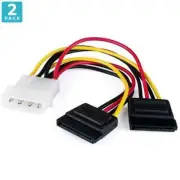 4 Pin IDE Molex Male To Double 15 Pin SATA Female Power Adapter Cable - Pack ...