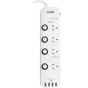 Crest Power Board 4 Sockets 4 Switch 4 USB 1.2M