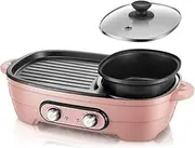 Barbecue Hot Pot Grill with Hot Pot Indoor and Outdoor Large Capacity Non Stick Freestanding Double Heater Separate Dual Temperature Control Electric Hot Pot Grill
