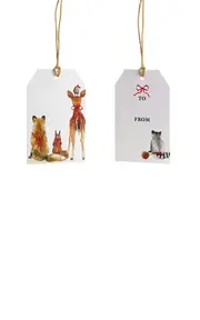[Clementina Sketchbook] Set-of-Ten X-Mas Forest Bums Hand-Painted Gift Tags