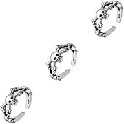 [SHERCHPRY] Skull Ring Halloween Rings for Men Thumb Goth Engagement Ring Oval Teen Fidget Ring Kickstand Knuckle Jewelry Snake Ring Bracelet Holder Cute Rings Adjustable Silver Copper