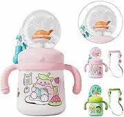 Drinking Cup with Whale Squirt, 2025 Drinking Cup with Whale Squirt Insulated Travel Tumblers, Cute Water Bottle with Lids and Straws Leak Proof Handles ＆ Adjustable Strap, 300ml Whale Water Cups
