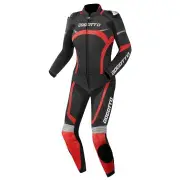 Misano Ladies Black Red 2PC Leather Motorcycle Suit