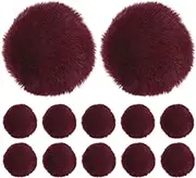 uxcell 12-Pack Faux Fur Pom Poms, 1.2 Inch/ 3.1 cm Soft Fluffy Pompoms Balls Faux Rabbit Fur with Elastic Loop for Hats/Bags/Keychains/Knitting Accessories/DIY Crafts [Wine Red]