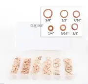 110pc Copper Flat Washer Ring Assortment Oil Brake Clutch Line Conductivity SAE