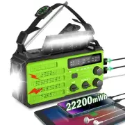 Emergency Radio with Solar & Hand Crank Power, 22200mWh (6000mAh) Crank Radio...