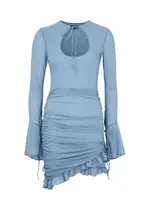 DE LA Vali Galle Ruched Chiffon Mini Dress - Dark Blue - 10 (UK10 / S) 10 (UK10 / S)