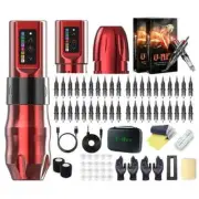 Hot Wireless Tattoo Pen Machine Kit Cartridge 2400mAh Battery Beginners Roatry