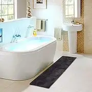 Anti-Slip Color Bath Mat Runners for Bathroom Soft Water Absorbent Long Rug New Charcoal