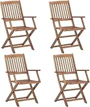 Generic Folding Outdoor Chairs 4 pcs Solid Acacia Wood,Furniture,Outdoor Furniture,Outdoor Seating,Outdoor Chairs