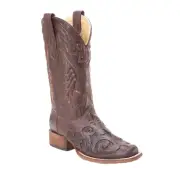 Corral® Ladies Chocolate Snake Inlay Brown Square Toe Boots A2404