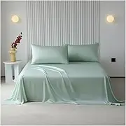Flat Sheet Twin Full Queen King 300 Thread Count Tencel Bed Top Sheets Hotel Luxury Extra Soft Cooling Stain Sheet(Aqua Green,245x250cm)