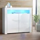 High Gloss LED Sideboard Buffet Storage Cupboard Display Cabinet Modern White