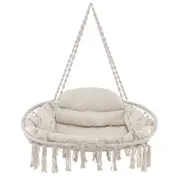 Costway Hand-Woven Swing Chair 150KG Weight Capacity Hanging Hammock Beige