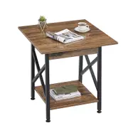 2-Tier End Table Industrial Design Easy Assembly for Living Room