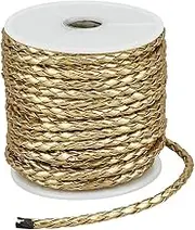 15 m/16.4 Yard Gold Braided Leather Cord, 3.5 mm Round Faux Leather Cord for Bead Tying for Jewellery Making, Necklaces, Bracelets, Crafts, DIY Projects