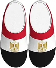 [EdWal] Egyptian flag print Winter Warm Slippers Indoor Anti-skid Plush Slippers Relaxing at Home for Women Men