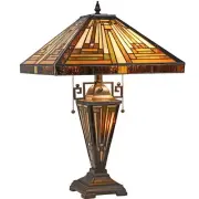 Capulina Tiffany Table Lamp Mother-Daughter Vase 3-Light, Amber Brown Mission...