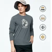 在飛比找momo購物網優惠-【Wildland 荒野】男彈性LOGO印花抗UV長袖上衣(