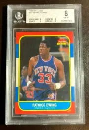 1986 Fleer Basketball #32 Patrick Ewing Rookie RC BGS 8 NM-MT