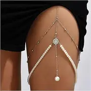 [CXJGCRDM] Belly Chain Shiny Rhinestones Leg Thigh Chain Women Sexy Body Chain Leg Thigh Harness Jewelry Beach Leg Chains