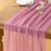 DeZerlor Mauve Cheesecloth Table Runner 2 Pack Boho Gauze Summer Table Runners 120 inches Sheer Cheese Cloths for Rustic Wedding Bridal Baby Shower Party Summer Table Centerpiece