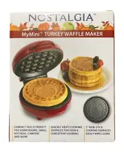 NIB Nostalgia My Mini Turkey Waffle Maker in Cranberry NEW