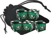 Cyber-Deals Set of 5 Authentic Las Vegas Casino Table-Played 19mm Craps Dice with Matching Serial Numbers - Four Queens (Green Polished)