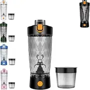 ProBlend One-Touch Shaker – Smooth Protein Mix Anywhere, 22oz, 5 Colors Portable Electric Protein Shaker Bottle with Powder Box, USB Rechargeable Mixing Cup, for Gym Sport (black)