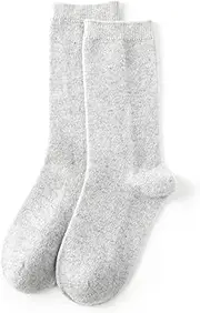 [Lindoro] Unisex Cashmere Wool Crew Socks, Super Soft and Warm Fluffy Mid-Calf Socks for Women and Men