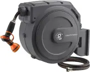Retractable Garden Hose Reel 1/2 Inch X 130 Ft, Wall Mounted, 180 Deg Swivel