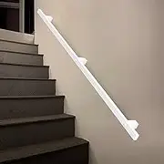1ft-20ft Wall Handrail, Industrial Iron Pipe Staircase Railing, Handrails for Indoor Stairs with Wall Mount Support, Non-Slip Stairway Hand Railing(4ft/120cm)