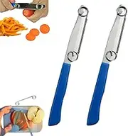 2Pcs Quick Slicing Knife, 2024 New Magic Fruit Vegetable Peeler,Peeling Slicing Knife with Removable Spring,Multifunctional Stainless Steel Fruit Slicer, Peeler Vegetable Peeler Slicer for Kitchen