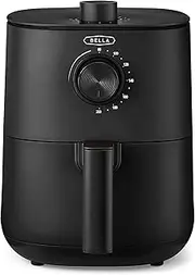 [BELLA] 3 L Manual Air Fryer Oven and 5-in-1 Multicooker with Removable Nonstick and Dishwasher Safe Crisping Tray and Basket, 1400 Watt Heating System, Matte Black
