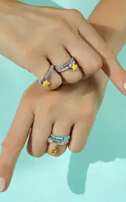 [Aisha Baker] How Charming Twinkle 18K White Gold Diamond And Enamel Ring