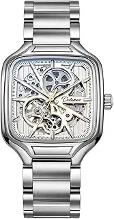 [DAXIAOYU] Skeleton Watch Men Fashion Stainless Steel Wristwatch Square Dial Luminous Automatic Mechanical Watches