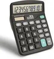 Desk Calculator 12 Digit Office Calculators with Large LCD Display, Solar Power