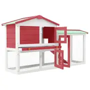 Andala Pets Outdoor Large Rabbit Hutch Red and White 145x45x84 cm