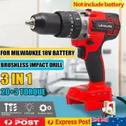 1/2 Brushless Cordless HEAVY DUTY Impact Hammer Drill For Milwaukee 18V Battery