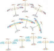 CLISPEED 10Pcs Educational Assemble Aircraft Rubber Band Powered Flying Glider Planes for Safe Handmade for Develops Hands Skills and Coordination