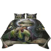 Cute Fantasy Art Fire Opal Fairy and Dragonling Coverlet