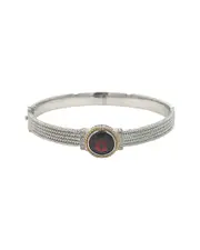 14K & Silver 3.81 ct. tw. Diamond & Garnet Bangle Bracelet