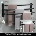 Towel Rack Hanger Wall Mounted Bathroom Aluminum Bar Rail Matte Black Holder