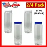 2/4 Pack of Plastic Jars w/ Lid Airtight Container for Food Storage Large 2000mL