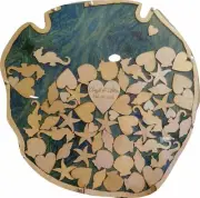 Sand Dollar Guest Book Wood Shadow Box with Multi-sized Signing Charms