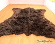 Nursery Area Rug 5 x 6 Bearskin Brown Shaggy Shag Rug Plush