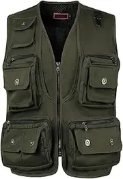 [HZQIFEI] MJ15 Men's Multi-Pocket Fishing Vest Outdoor Vest Sleeveless Jacket for Sports Vest Journalist